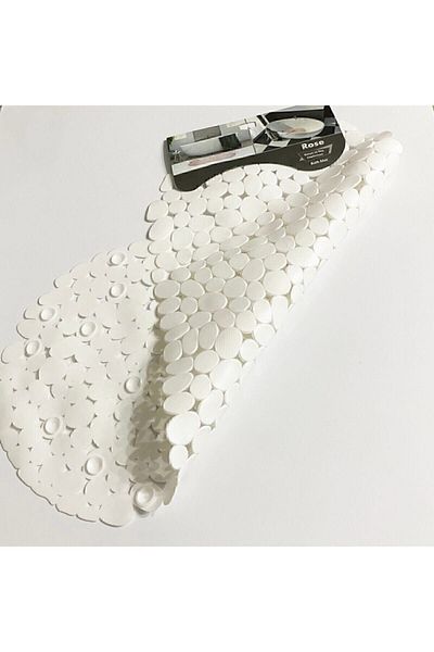 isgstore Main Shop Αντιολισθητικό χαλάκι μπάνιου και ντους με βεντούζα 34 cm X 68 cm Λευκό χρώμα M-130