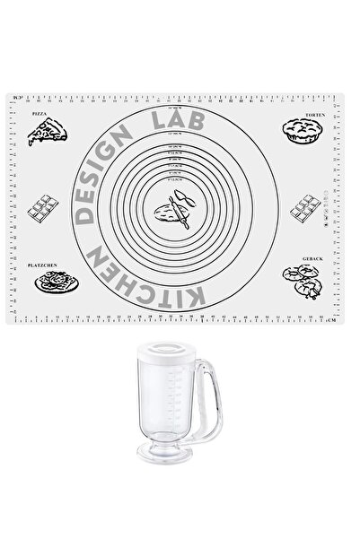Kitchen Design Lab 2'li Set Beyaz 45x65 Cm Silikon Hamur Açma Matı Ve Hamur P...