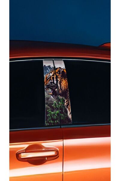 YENİ CREATİVE Araç Kapı Direk Kaplama Folyosu Kaplan Desenli (SAĞ SOL TAKIM) (2 ADET) - 22x50 Cm