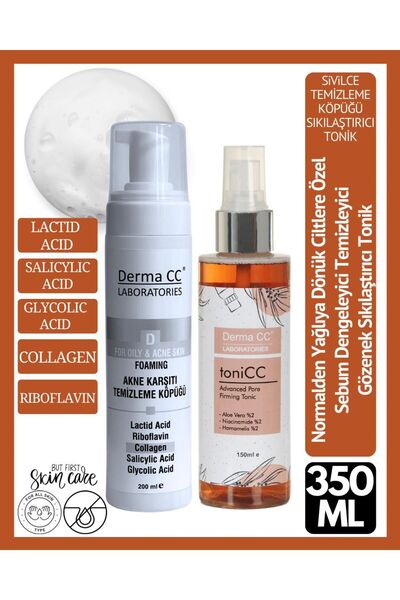 Derma CC LABORATORIES Acne Foam Sivilce Karşıtı Köpük 200m + Sıkılaştırıcı Sp...