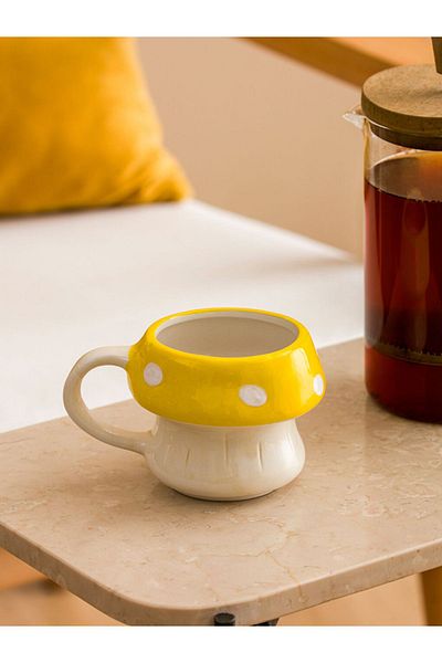 LC Waikiki Yellow Printed Mushroom Shaped Ceramic Mug - 306 ml
