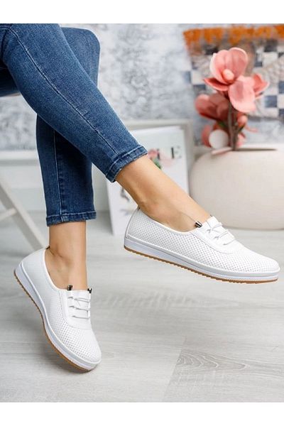 HKM shoes White Laser Orthopedic Comfortable Soft Daily Anti-Slip Sole Women's Ballerina Shoes