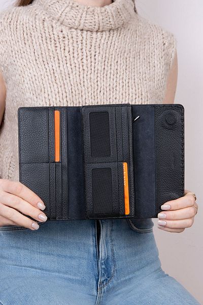Grande L2732 Genuine Real Leather Large Size Special Design Hand-Stitched Women's Portfolio Wallet