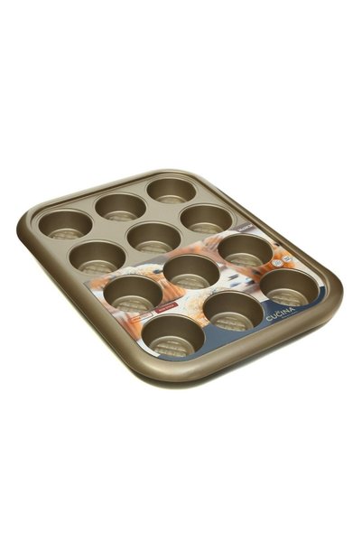 tub La Cucina Carbon Steel 12-Piece Muffin Mold Tray 38cm