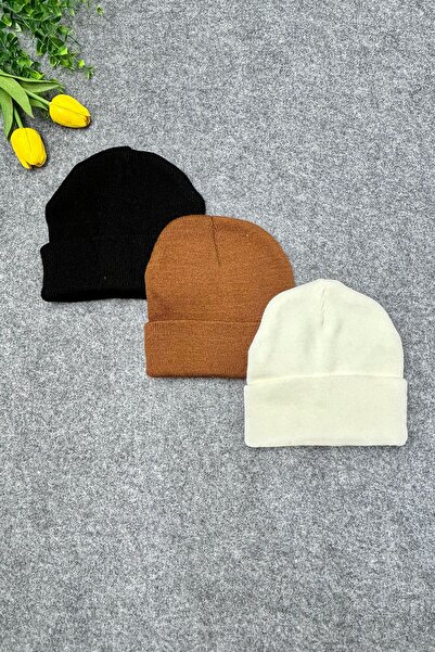 MYADA 3dílná sada baretů z hladkého úpletu pro chlapce