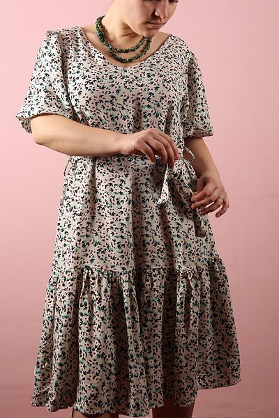 vory Floral V λαιμόκοψη μισό μπαλόνι μανίκι casual γυναικείο φόρεμα