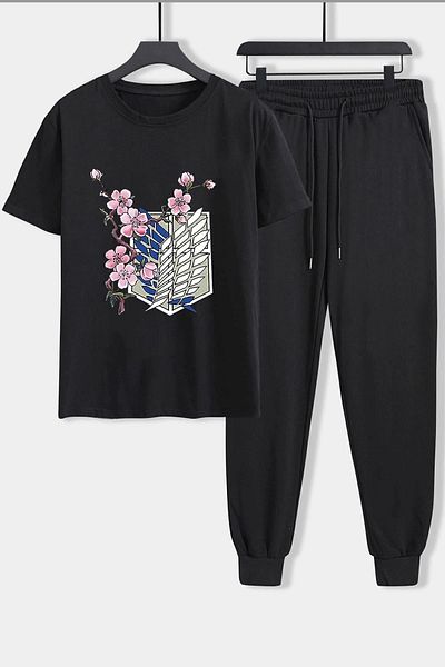 uyguntarz Σετ φόρμας 2 τεμαχίων Unisex Flowers Printed
