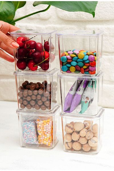 Vienev Clear Closet Organizer - Set of 6 Storage Box with Lid