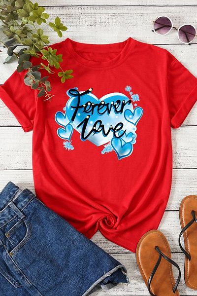 uyguntarz Übergroßes Unisex-T-Shirt mit „Forever Love“-Aufdruck