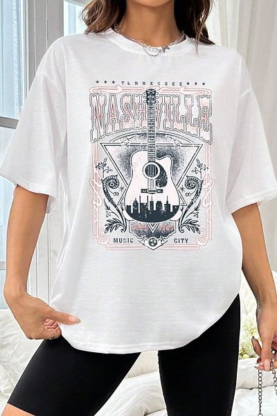 uyguntarz Μπλουζάκι Unisex Music City Printed Oversize
