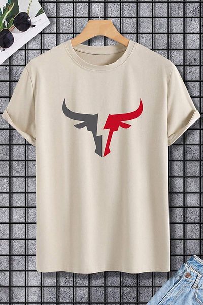 uyguntarz Ανδρικό μπλουζάκι Bull Silhouette με στάμπα Oversize