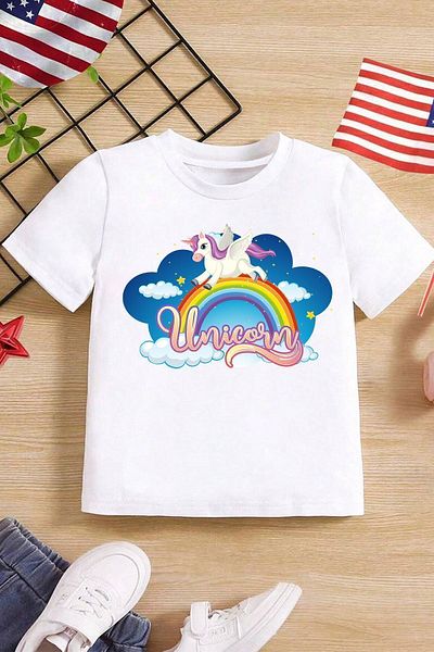 uyguntarz Παιδικό βαμβακερό μπλουζάκι Unicorn printed