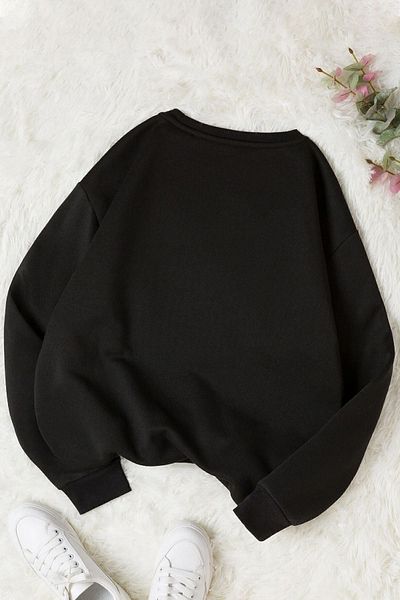 uyguntarz Unisex roztomilá kočičí mikina s potiskem s výstřihem