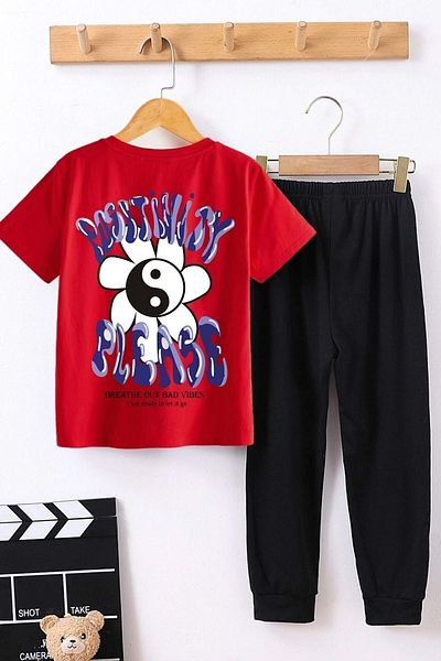 uyguntarz Children's Positivity Bottom - Top Tracksuit Set