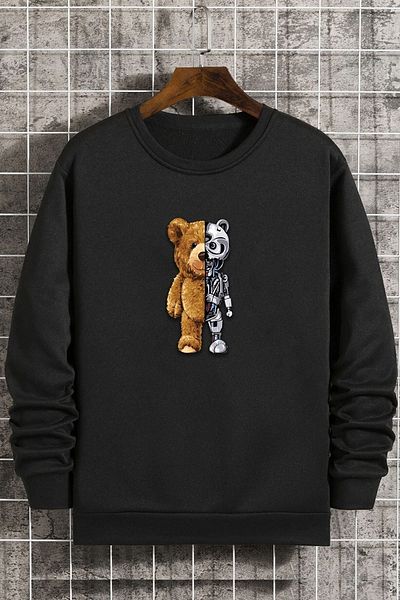 uyguntarz Унисекс суитшърт за момчета Bear Crewneck