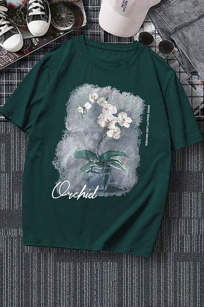 uyguntarz Übergroßes Unisex-T-Shirt mit Orchideenmuster
