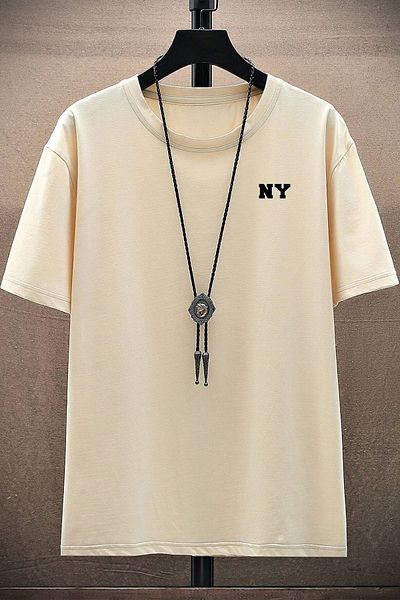 uyguntarz Übergroßes T-Shirt mit Ny-Print für Herren