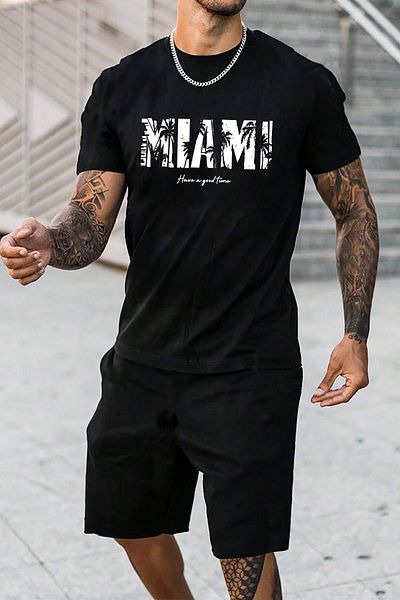 uyguntarz Shorts-Set mit Miami-Print, Unisex