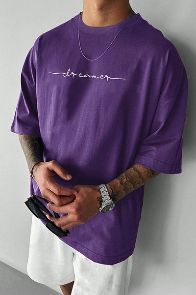 uyguntarz Übergroßes T-Shirt mit „Dreamer“-Print für Herren