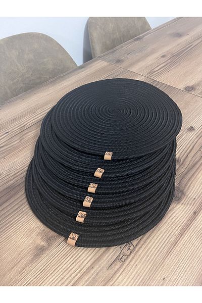 Namteks 6 Pieces Black Jute Charger / American Service Lux Presentation Plate Mat Charger Gift
