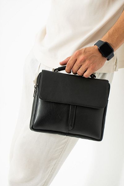 Erzeno Geantă de umăr orizontală din piele naturală pentru bărbați - Crossbody și utilizare zilnică, transport de mână și documente