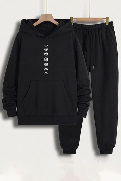 uyguntarz Σετ φόρμας στάμπας Unisex Moon Phases