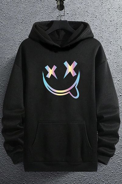 uyguntarz Oversize mikina Holoram Smile Printed