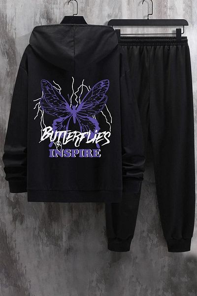 uyguntarz Σετ φόρμας Unisex Πεταλούδα & Letter Graphic printed