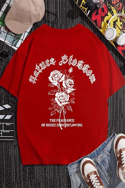 uyguntarz Μπλουζάκι Unisex Oversize Nature Blossom με στάμπα