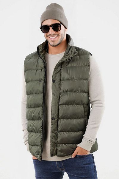 modacix Slimfit Puffer Vest - Khaki Men's Puffer Vest