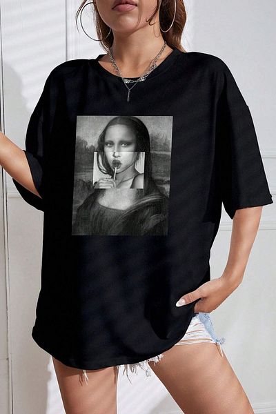 uyguntarz Uniszex Mona Lisa nyomtatott design póló