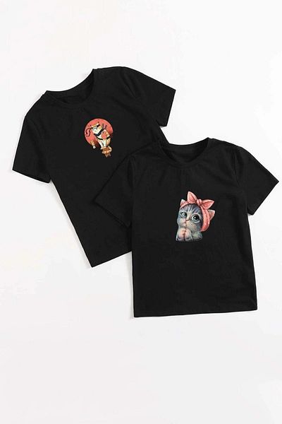 uyguntarz Αγαπητή Γάτα Συνδυασμός Ζευγάρι Tshirt