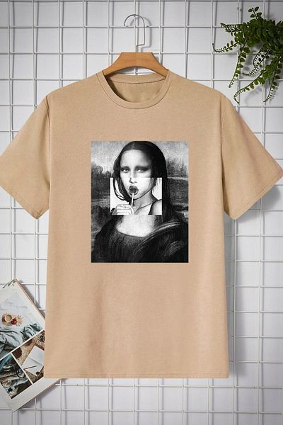 uyguntarz Μπλουζάκι Unisex Mona Lisa Printed Design