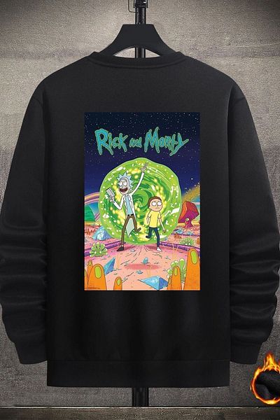 uyguntarz Unisex Rick And Morty Printed Crew Neck Sweatshirt