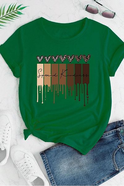 uyguntarz Leopard Patterned Unisex Oversize Heart Printed T-shirt