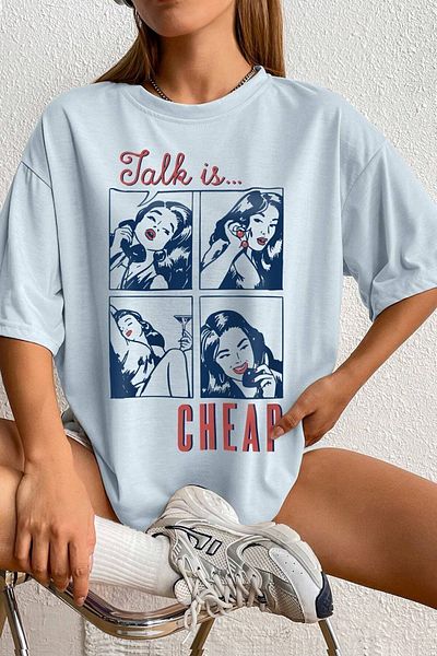 uyguntarz Το Unisex Talk είναι φθηνό μπλουζάκι με στάμπα oversize