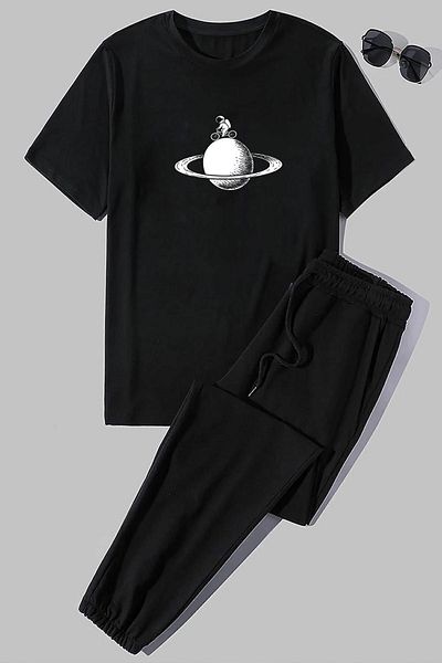 uyguntarz Unisex Astronaut Rides Σετ φόρμας στάμπας 2 τεμαχίων