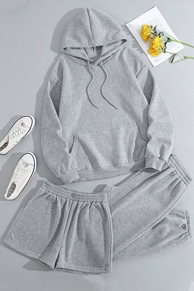 uyguntarz Unisex Σετ Φούτερ 3 τεμαχίων Sweat Short