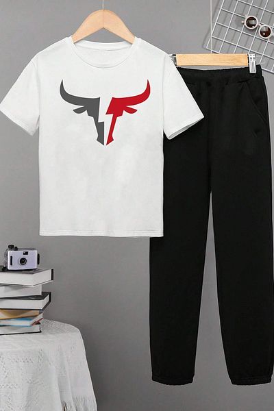 uyguntarz Trainingsanzug-Set für Kinder mit Stier-Aufdruck