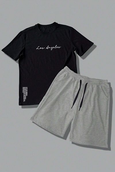 uyguntarz Unisex Shorts-Set mit Aufdruck „Los Angles“