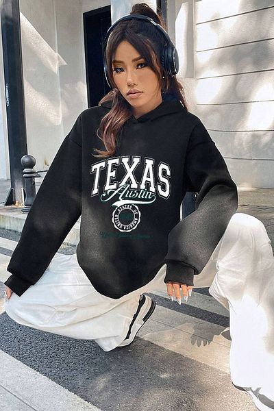 uyguntarz Голям суитшърт с щампи Texas