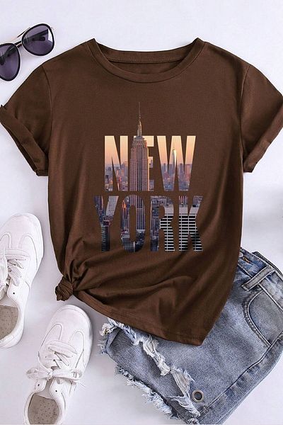 uyguntarz Голяма тениска с принт New York унисекс