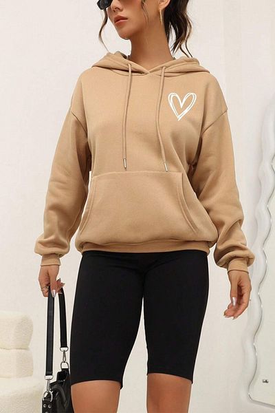 uyguntarz Unisex-Sweatshirt mit Herz-Aufdruck in Übergröße