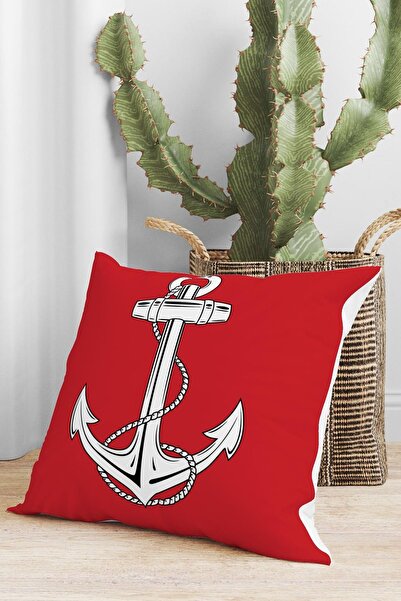 Sakallı Anchor Patterned 3D Printed Decorative Throw Pillow Cover