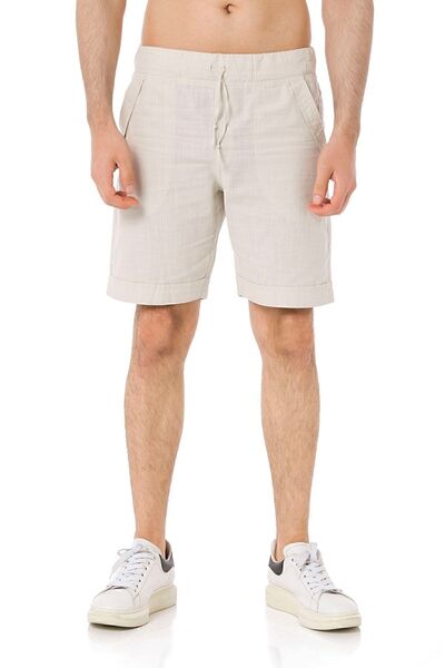 Yakamoz Tekstil Men's Linen Shorts Cream