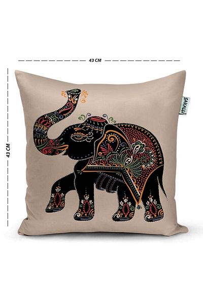 Sakallı Husă de pernă decorativă cu model etnic elefant 3d imprimat digital