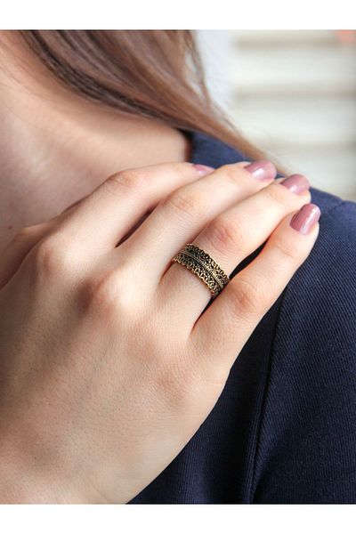 esha Trend Embroidered Antique Antique Adjustable Ring