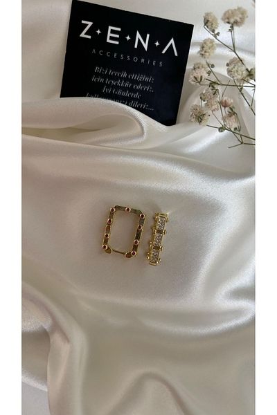 ZENA ACCESSORİES Baqu Model Zircon Detailed Earrings