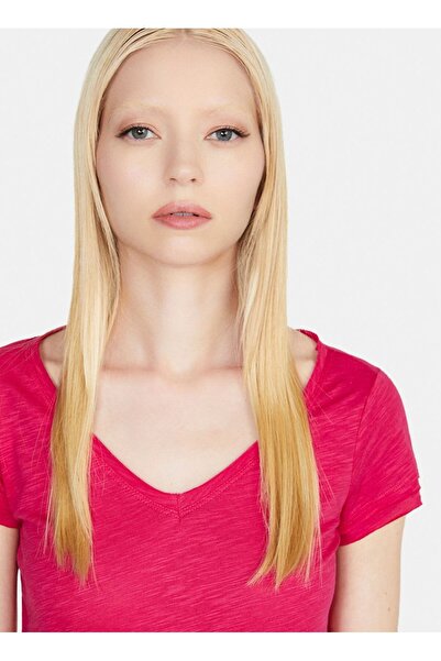 Sisley V-Neck Coral Women's T-Shirt 3Tnhl400E