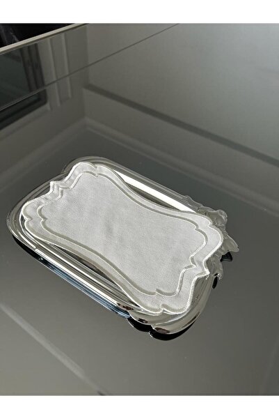 LİNDA MİA Capac tavă dreptunghiulară cu colț brodat 24x15cm